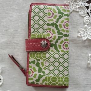 Fossil green pink pattern wallet